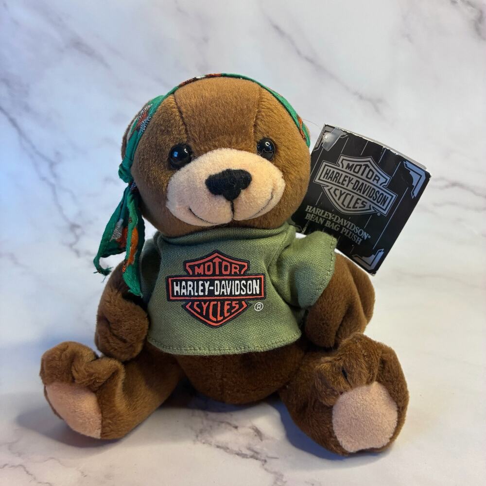 Vintage 1998 Harley Davidson Manifold Max Bean Bag Plush Bear w/ Tags 6"